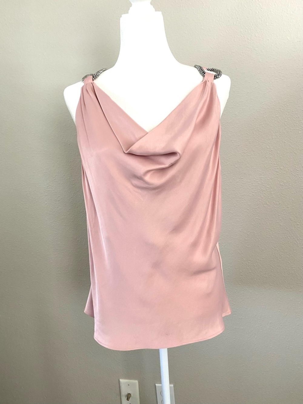 NWT Zara Pink Cowl-Neck Camisole with Rhinestone Straps - Picture 13 of 15